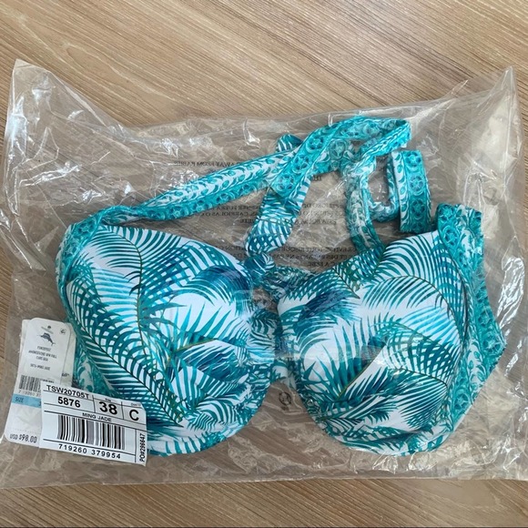 Tommy Bahama Amongst Fronds Underwire Full Coverage Bra Bikini Top in Ming Jade - Picture 4 of 7